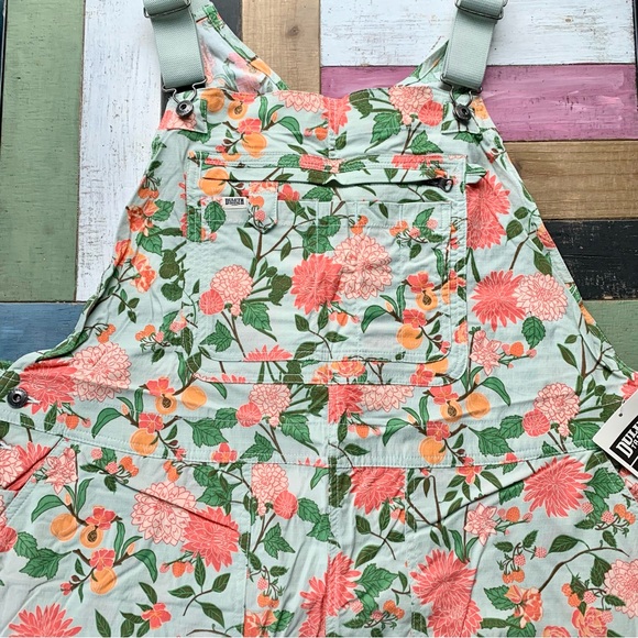 NWT 3X Duluth Heirloom Gardening Short
Overalls Mint Summer Dahlia Bibs Floral - Picture 8 of 9